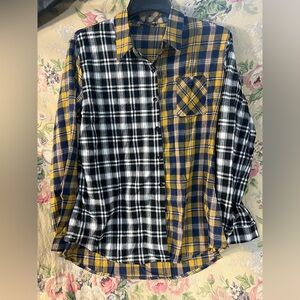 Flannel Black and Yellow Plaid Shirt